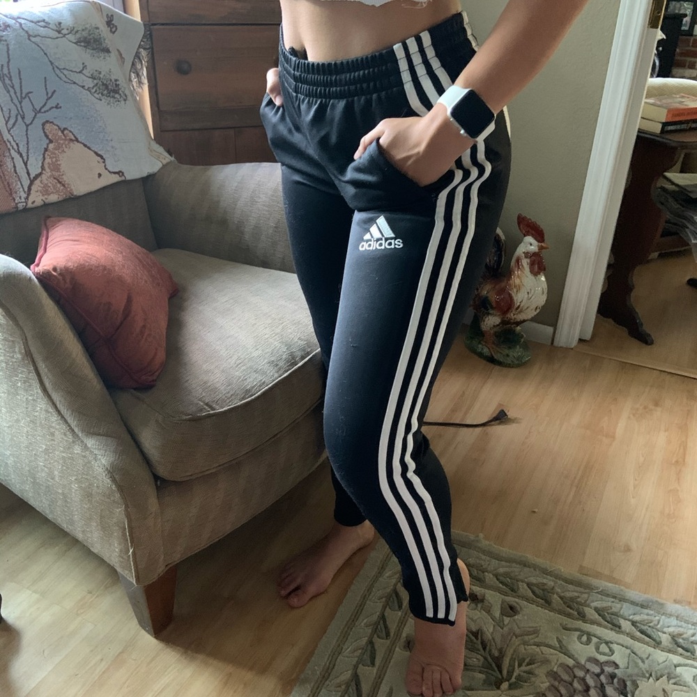 Black and white adidas joggers!